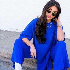 Dressed in LALA - Lex Wide-Leg Playsuit in Royal Blue